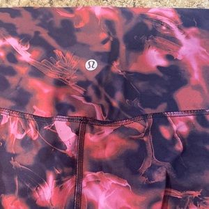 Brand new pair of Lululemon leggings with a beautiful pink and red mixture!!!